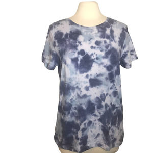 DANSKIN Blue Gray Tie Dye Short Sleeve T-Shirt, size Medium